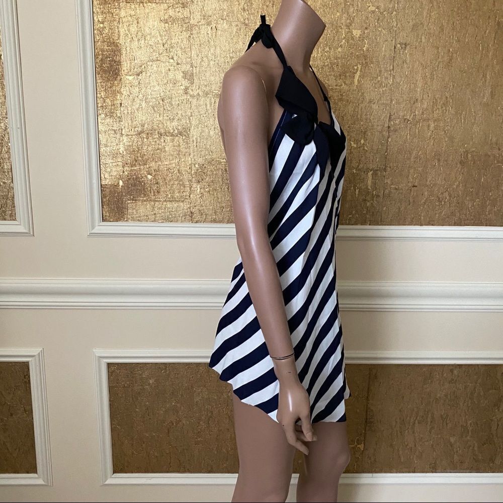 NWT Minkie Y2K blue white strips open back tunic OS - Picture 5 of 12